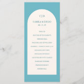 Programme Mariage Moderne Élégant Aqua Sarcelle Voûte (Devant)