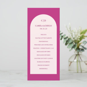 Programme Mariage Moderne Élégant Arc Rose Chaud