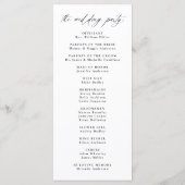 Programme Mariage Moderne Élégant Calligraphie Noir (Dos)