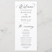 Programme Mariage Moderne Élégant Calligraphie Noir (Devant)