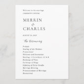 Programme Mariage Moderne Élégant en Noir et Blanc (Devant)