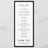 Programme Mariage Moderne Élégant en Noir et Blanc (Dos)