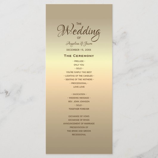 Programme Mariage Moderne Élégant en Or (Devant)
