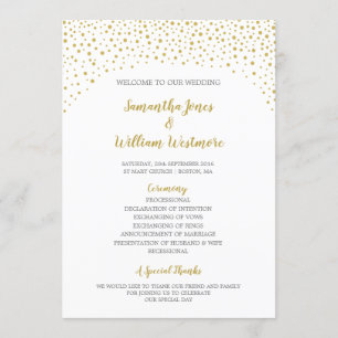 Programme Mariage moderne Elegant Gold Confetti