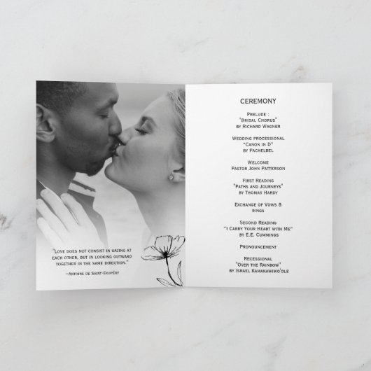 Programme Mariage moderne élégant noir et blanc (Intérieur)