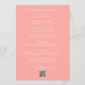 Programme Mariage Moderne Élégant Rose Corail (Dos)