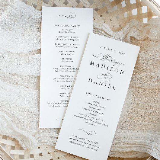 Programme Mariage Moderne Élégant Script