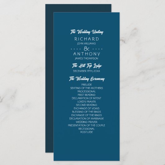 Programme Mariage moderne et tendance (Devant / Derrière)