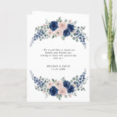 Programme Mariage Moderne Floral Bleu Marine et Blush (Dos)