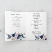Programme Mariage Moderne Floral Bleu Marine et Blush (Intérieur)