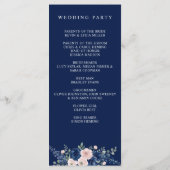 Programme Mariage Moderne Floral Bleu Marine et Blush (Dos)