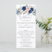 Programme Mariage Moderne Floral Bleu Marine et Blush (Debout devant)
