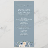 Programme Mariage Moderne Floral Bleu Poussiéreux Ivory Blus (Dos)