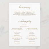 Programme Mariage Moderne Floral Élégant Or Blanc (Dos)