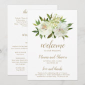 Programme Mariage Moderne Floral Élégant Or Blanc (Devant / Derrière)