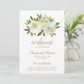 Programme Mariage Moderne Floral Élégant Or Blanc (Debout devant)