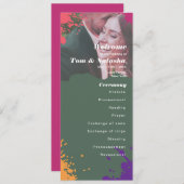 Programme Mariage moderne foncé vert gouttes design (Devant / Derrière)