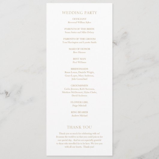 Programme Mariage moderne Gold Bold (Dos)