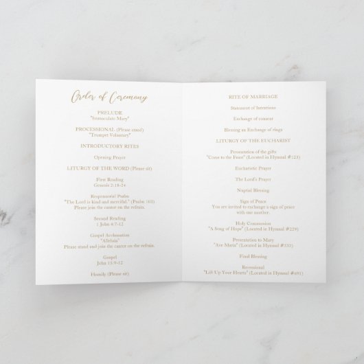 Programme Mariage moderne Gold Bold (Intérieur)