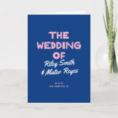 Programme Mariage Moderne Gras Couleurs Vives Bleu Rose (Devant)
