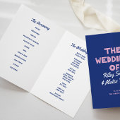 Programme Mariage Moderne Gras Couleurs Vives Bleu Rose