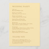 Programme Mariage Moderne Jaune Beurre Minimaliste (Dos)