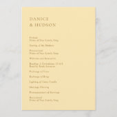 Programme Mariage Moderne Jaune Beurre Minimaliste (Devant)