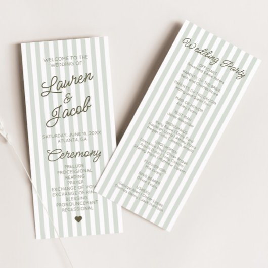 Programme Mariage Moderne Minimaliste Bandes Vertes