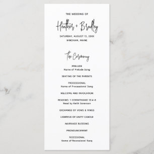 Programme Mariage moderne minimaliste noir et blanc