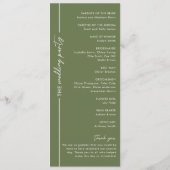 Programme Mariage Moderne Minimaliste Vert Olive (Dos)