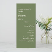Programme Mariage Moderne Minimaliste Vert Olive (Debout devant)