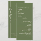 Programme Mariage Moderne Minimaliste Vert Olive (Devant / Derrière)