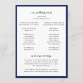 Programme Mariage Moderne Monogramme Bleu Marine Élégant (Dos)
