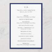 Programme Mariage Moderne Monogramme Bleu Marine Élégant (Devant)
