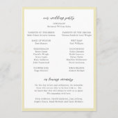 Programme Mariage Moderne Monogramme Jaune Beurre Élégant (Dos)