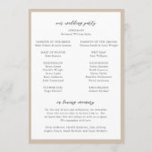 Programme Mariage Moderne Monogramme Neutre Élégant et Terri (Dos)
