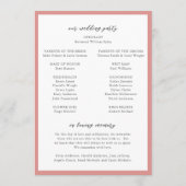 Programme Mariage Moderne Monogramme Rose Corail Élégant (Dos)