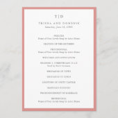 Programme Mariage Moderne Monogramme Rose Corail Élégant (Devant)