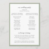 Programme Mariage Moderne Monogramme Vert Sauge Élégant (Dos)
