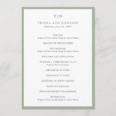 Programme Mariage Moderne Monogramme Vert Sauge Élégant (Devant)