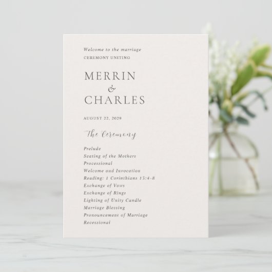 Programme Mariage Moderne Neutre Élégant (Debout devant)