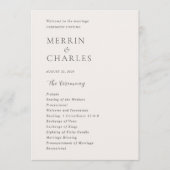 Programme Mariage Moderne Neutre Élégant (Devant)