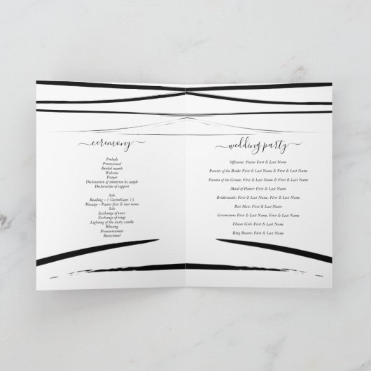 Programme Mariage moderne noir blanc Ordre du service (Intérieur)