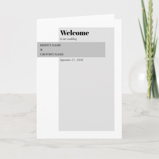 Programme Mariage moderne noir et blanc Ordre du service (Devant)