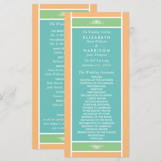 Programme Mariage Moderne Pastel - Couleurs Tropicales (Devant / Derrière)