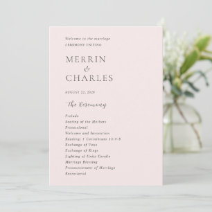 Programme Mariage moderne rose élégant