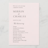 Programme Mariage moderne rose élégant (Devant)