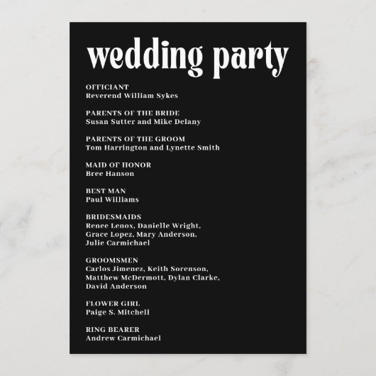 Programme Mariage Moderne Ruby Black (Dos)