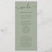 Programme Mariage moderne vert sauge We Do (Devant)