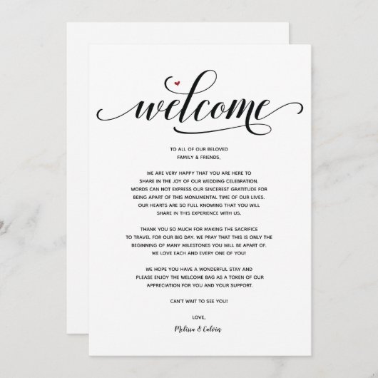 Programme Mariage moderne Welcome and Itinerary card v25 (Devant / Derrière)